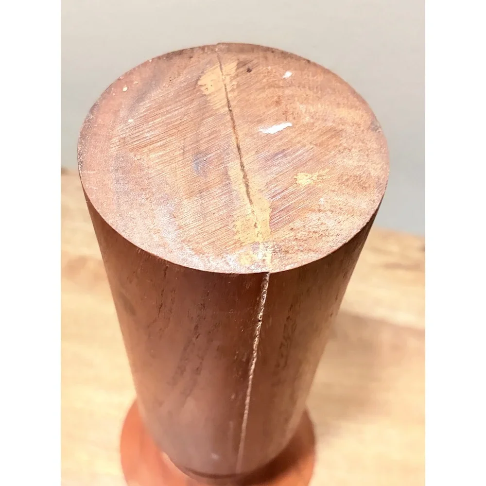 Vintage MCM Hand Turned Wood Pillar Candle Holder Set of 3 Trio